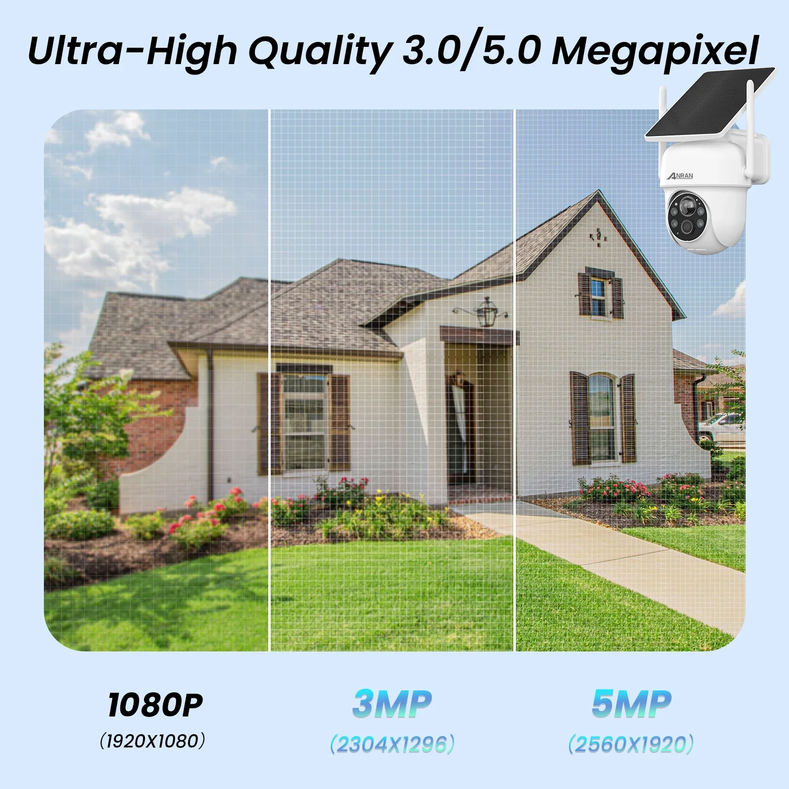 ANRAN 2K 3/5MP Solar Camera 2.4G Wifi Surveillance Security Cameras Home Protection Sloar Battery Cameras PIR Humanoid Detection - Image 7