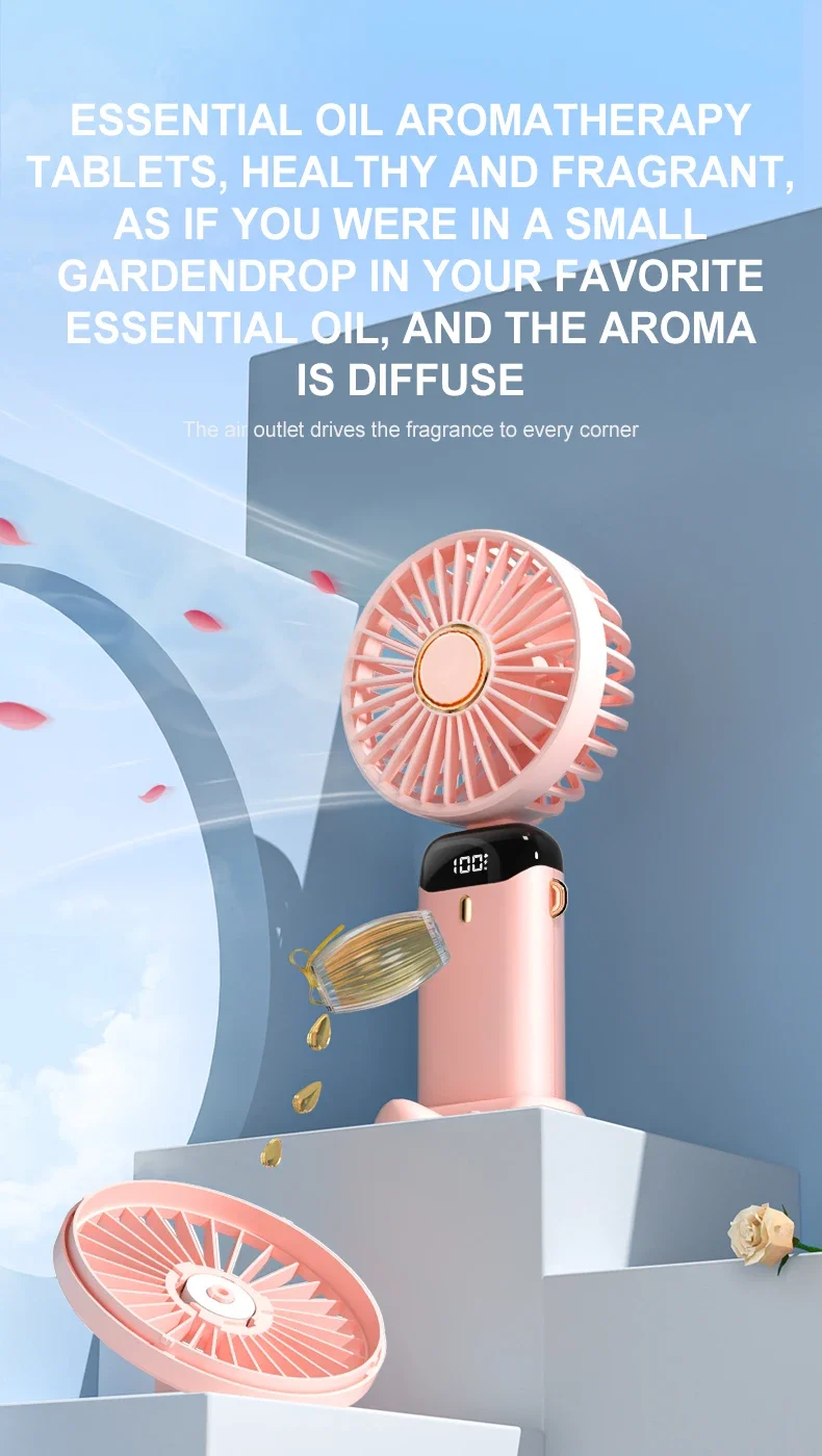 Xiaomi USB Handheld Mini Fan Foldable Portable Neck Hanging Fans 5 Speed Rechargeable Fan with Phone Stand - Image 28