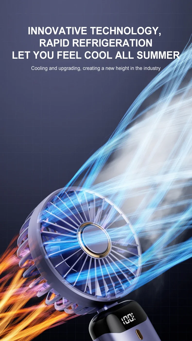Xiaomi USB Handheld Mini Fan Foldable Portable Neck Hanging Fans 5 Speed Rechargeable Fan with Phone Stand - Image 20