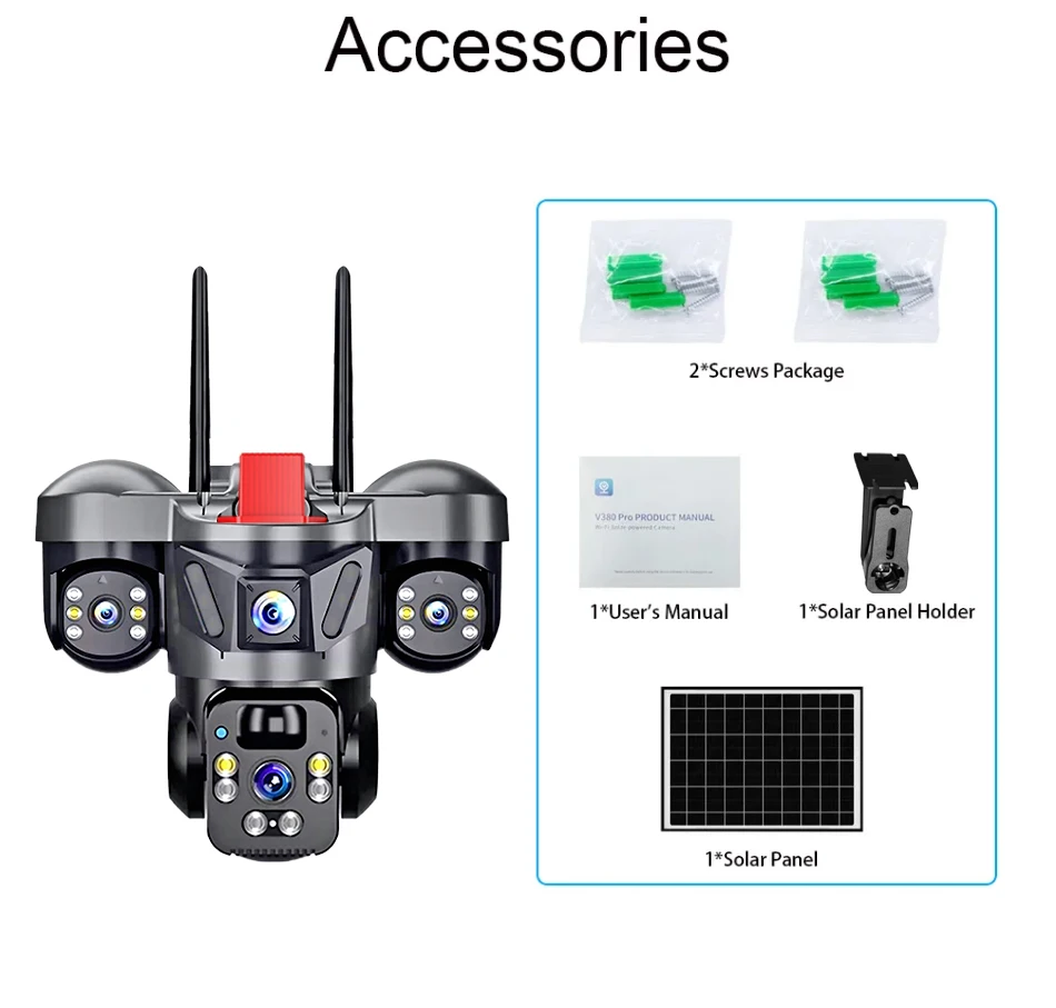 KERUI V380 Pro Outdoor PTZ 6MP WIFI 4G Solar Camera Home Security Triple Lens Camera Solar Panel CCTV Video Surveillance - Image 23
