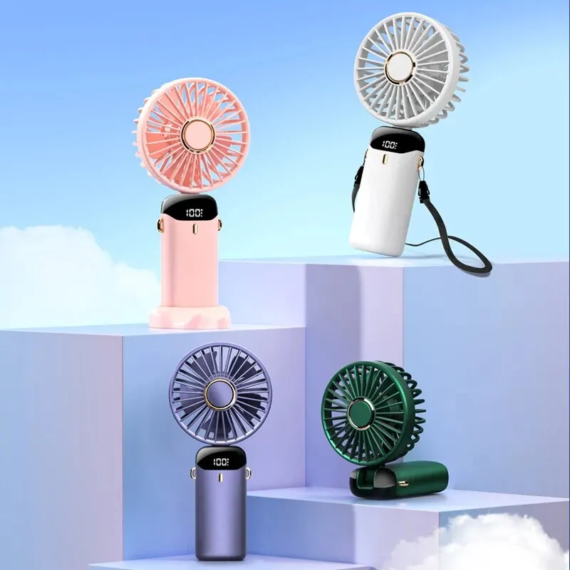 Xiaomi USB Handheld Mini Fan Foldable Portable Neck Hanging Fans 5 Speed Rechargeable Fan with Phone Stand - Image 3