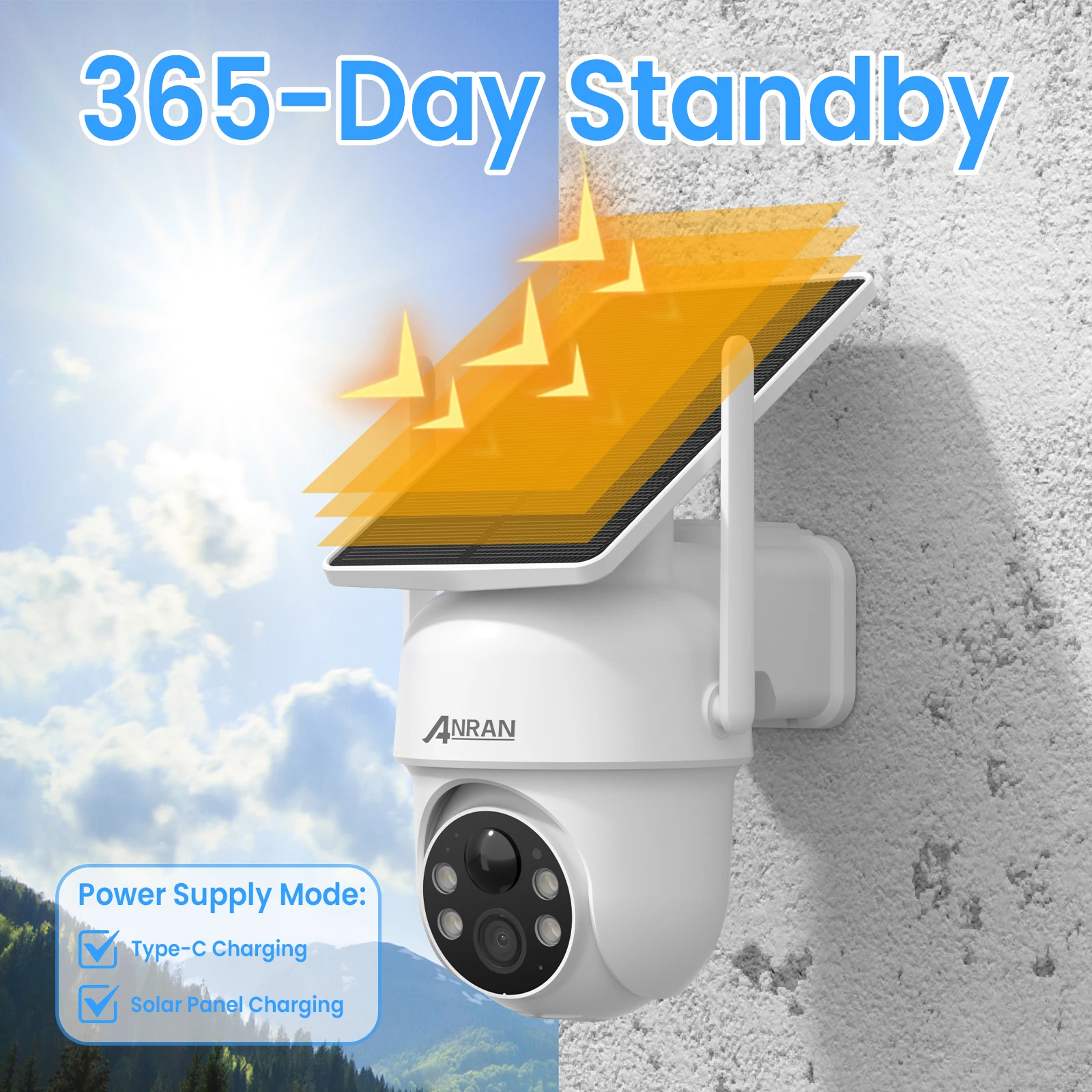 ANRAN 2K 3/5MP Solar Camera 2.4G Wifi Surveillance Security Cameras Home Protection Sloar Battery Cameras PIR Humanoid Detection - Image 8