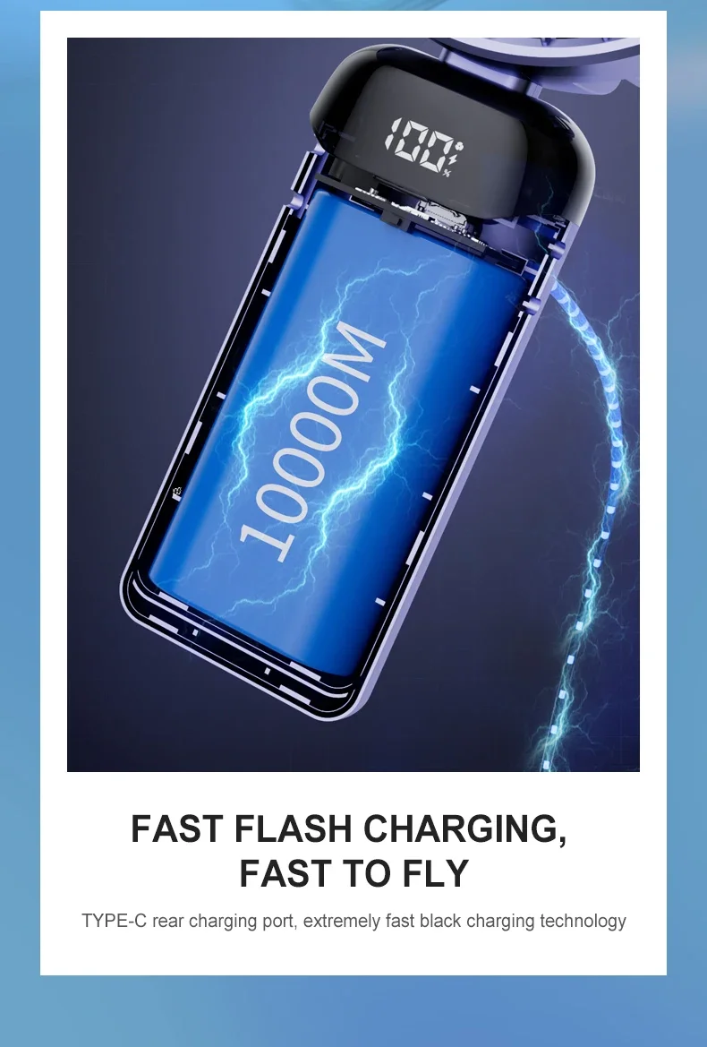 Xiaomi USB Handheld Mini Fan Foldable Portable Neck Hanging Fans 5 Speed Rechargeable Fan with Phone Stand - Image 17