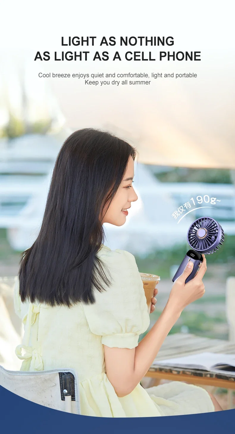 Xiaomi USB Handheld Mini Fan Foldable Portable Neck Hanging Fans 5 Speed Rechargeable Fan with Phone Stand - Image 29