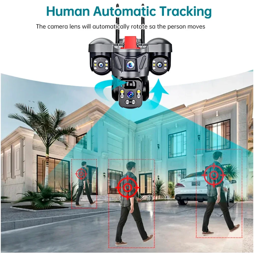 KERUI V380 Pro Outdoor PTZ 6MP WIFI 4G Solar Camera Home Security Triple Lens Camera Solar Panel CCTV Video Surveillance - Image 4