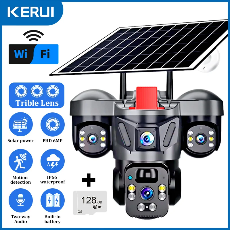 KERUI V380 Pro Outdoor PTZ 6MP WIFI 4G Solar Camera Home Security Triple Lens Camera Solar Panel CCTV Video Surveillance - Image 10