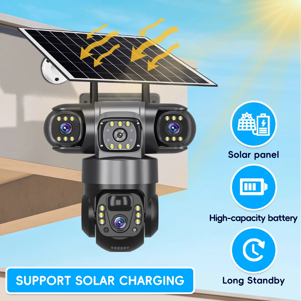 V380 Pro Solar Camera 4G SIM Outdoor 3 Lens Three Screens Webcam PIR Human Detect CCTV Security Video Battery PTZ IP Camara - Image 7
